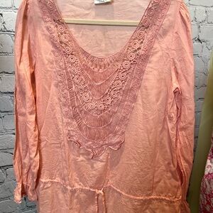 Elegant Pink Lace-Trimmed Women's Top